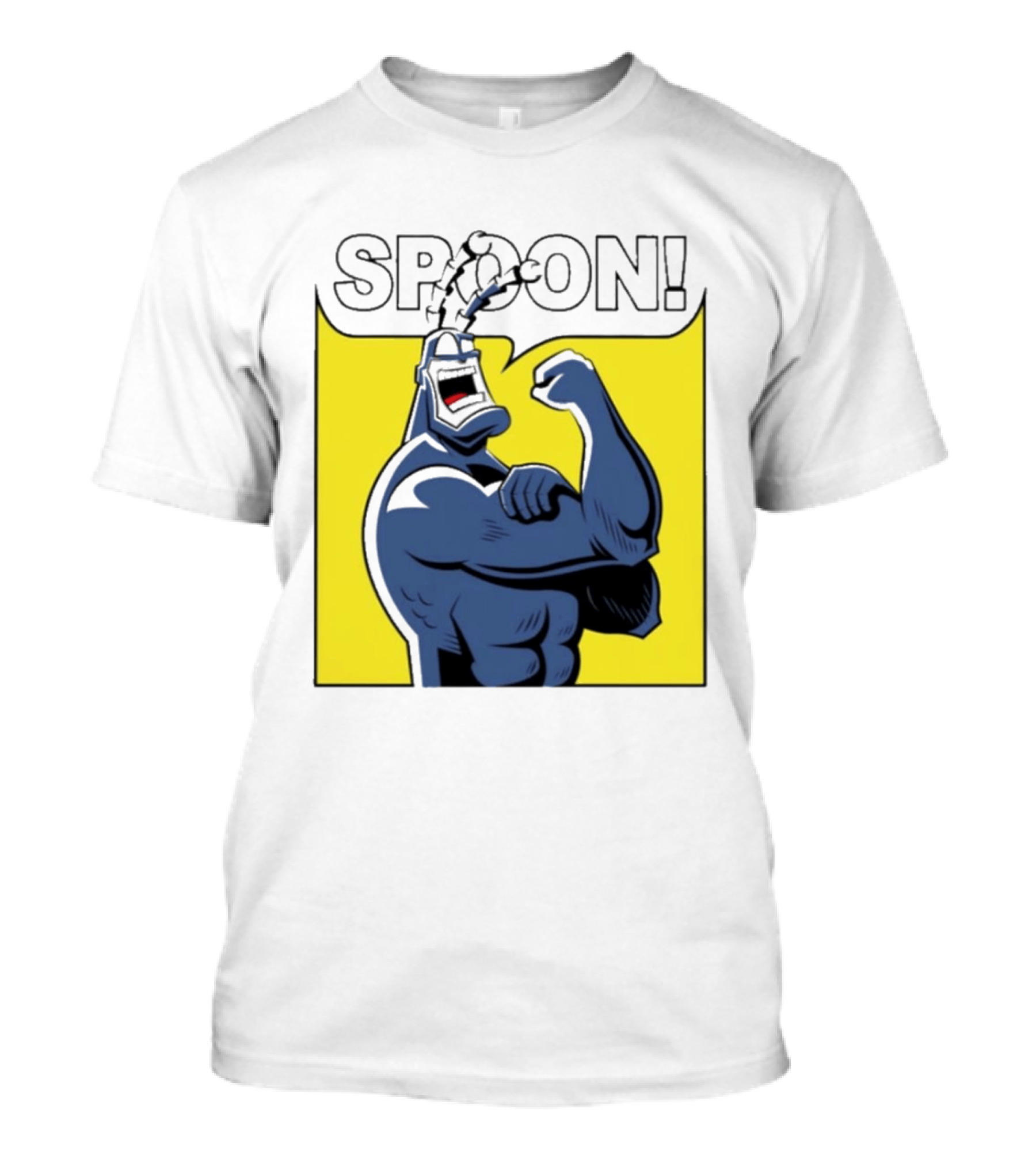 Spoon Mighty Hero Cartoon Catchphrase T-Shirt
