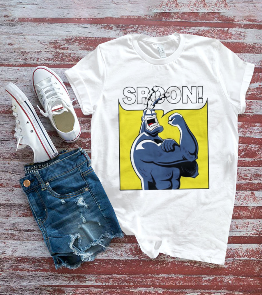 Spoon Mighty Hero Cartoon Catchphrase T-Shirt