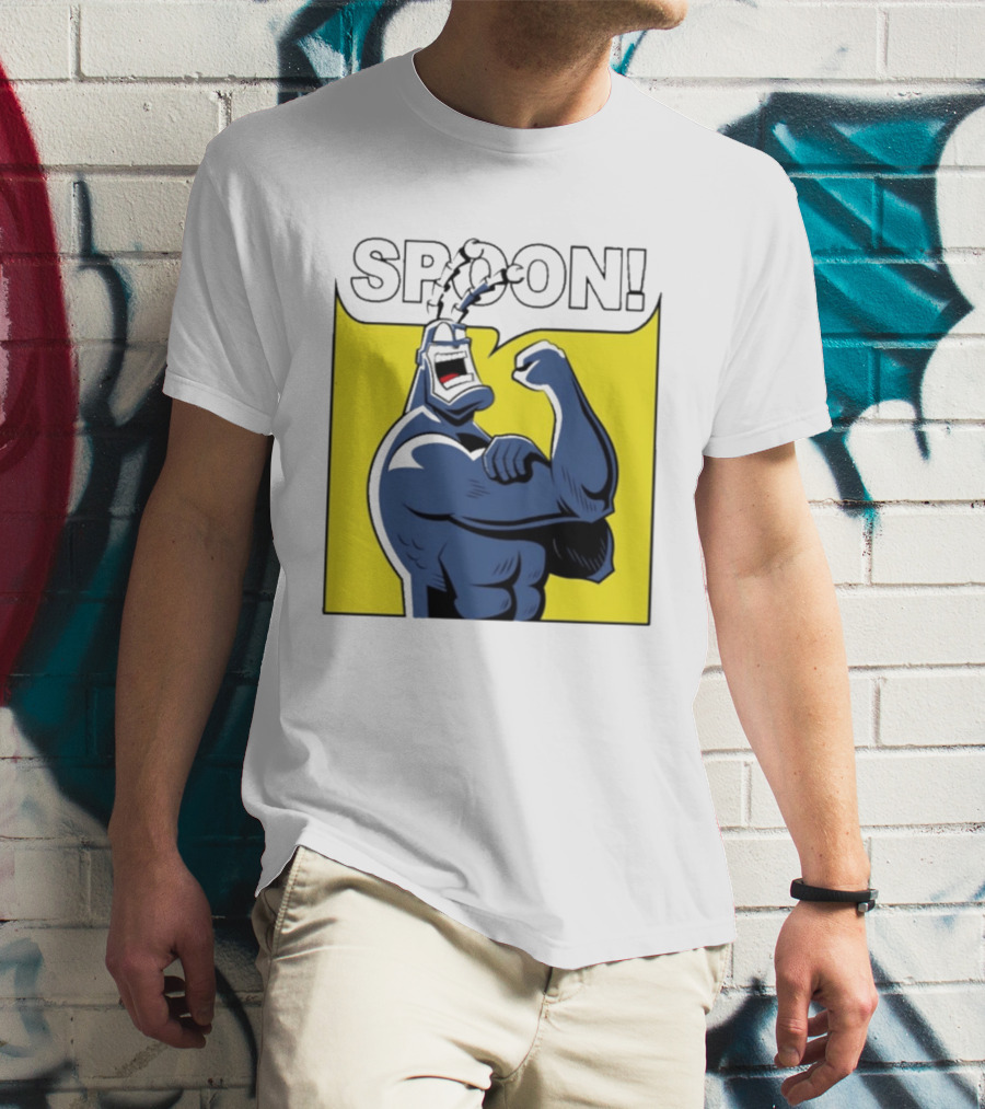 Spoon Mighty Hero Cartoon Catchphrase T-Shirt
