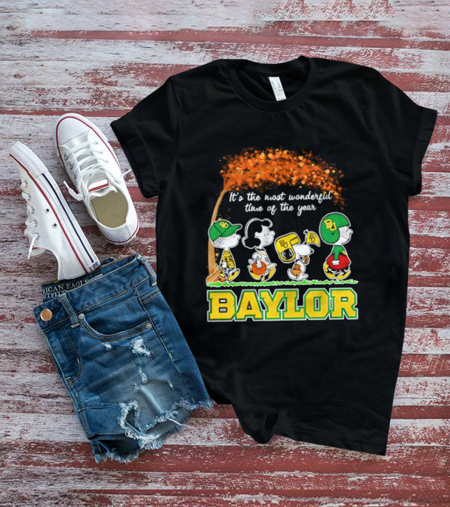 Baylor Bears Peanuts It's The Most Wonderful Time Of The Year Halloween 2026 Charlie Brown Snoopy Woodstock T-Shirt