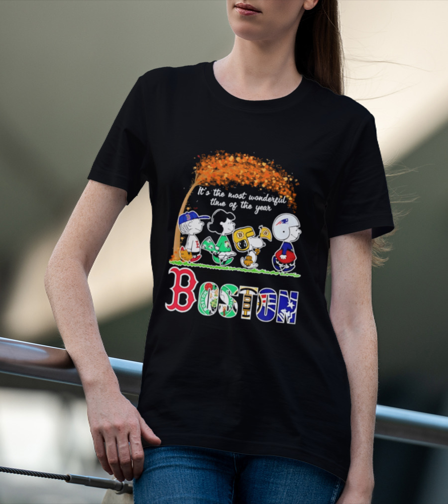 Boston Sports Team X Peanuts It's The Most Wonderful Time Of The Year Halloween 2026 Fall Autumn T-Shirt