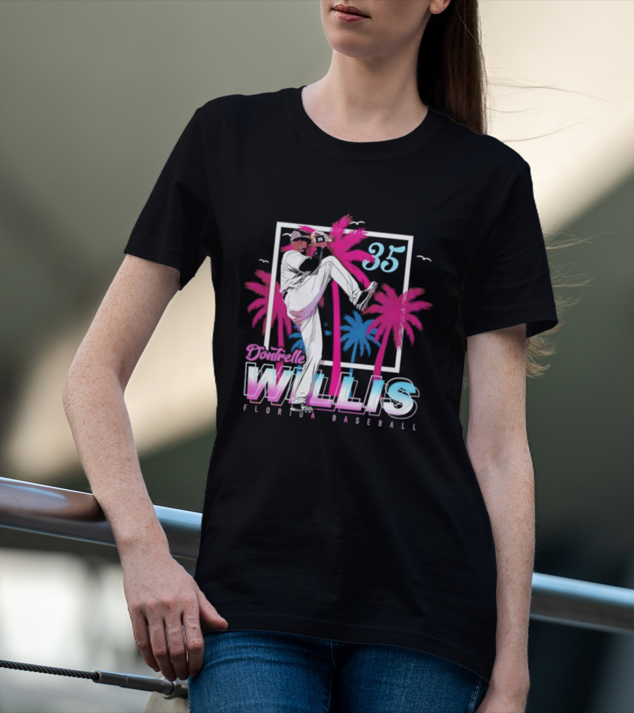 Dontrelle Willis 35 Florida Baseball Palm Trees T-Shirt