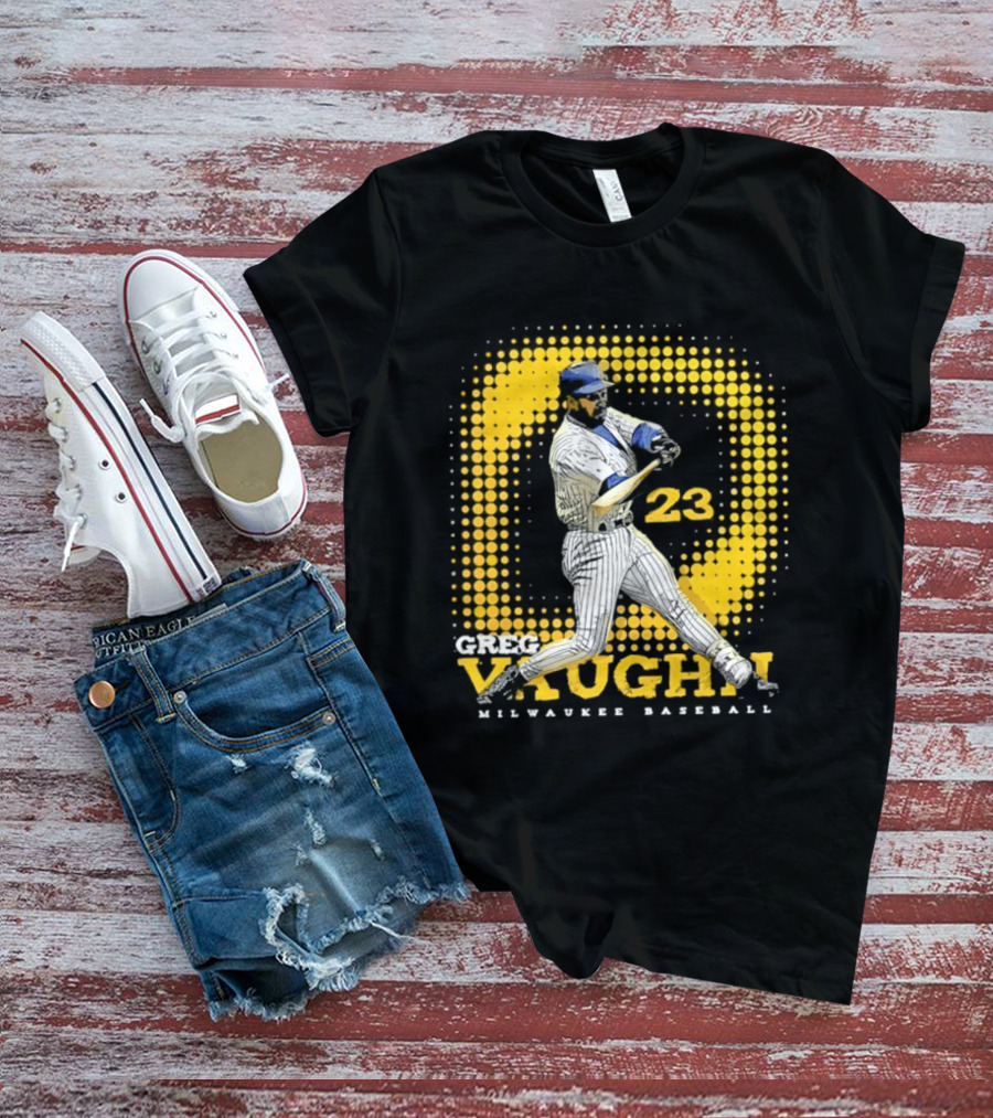 Greg Vaughn 23 Milwaukee Brewers Baseball Dots Player T-Shirt