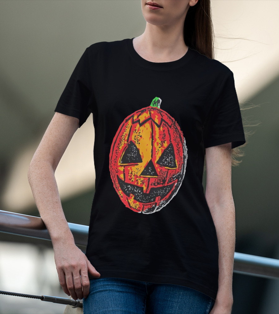 Halloween Trio Pumpkin Jack O' Lantern Black And Orange T-Shirt