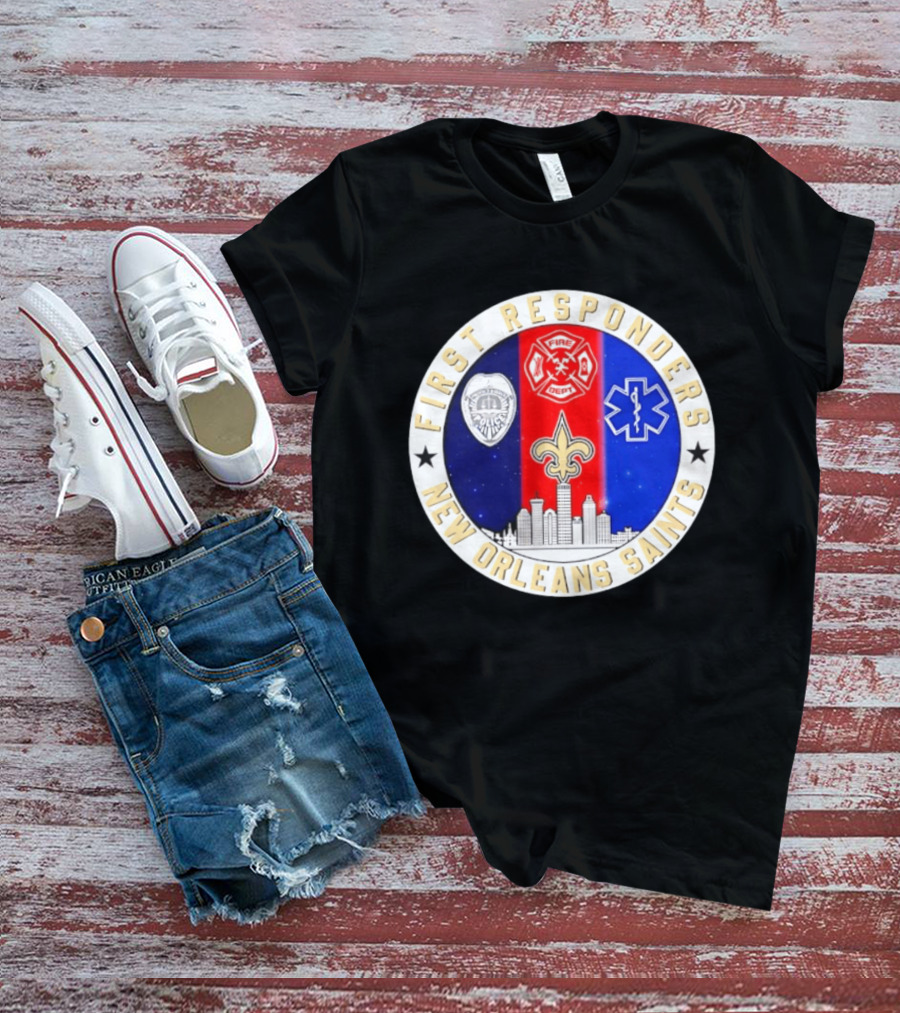 New Orleans Saints First Responders Tribute 9.11 Skyline Fire Dept Police EMT T-Shirt