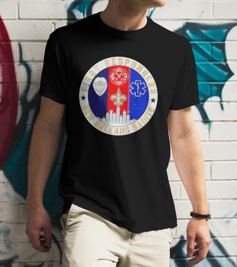 New Orleans Saints First Responders Tribute 9.11 Skyline Fire Dept Police EMT T-Shirt