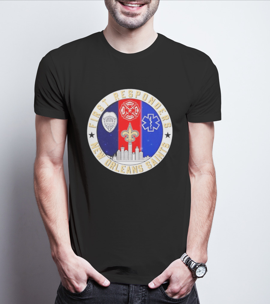 New Orleans Saints First Responders Tribute 9.11 Skyline Fire Dept Police EMT T-Shirt