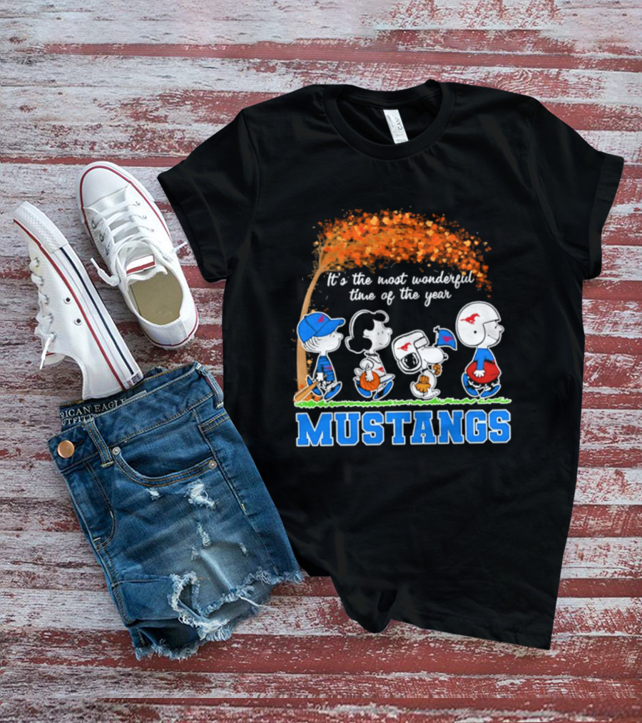 SMU Mustangs Peanuts Most Wonderful Time Of The Year Fall Halloween 2026 T-Shirt