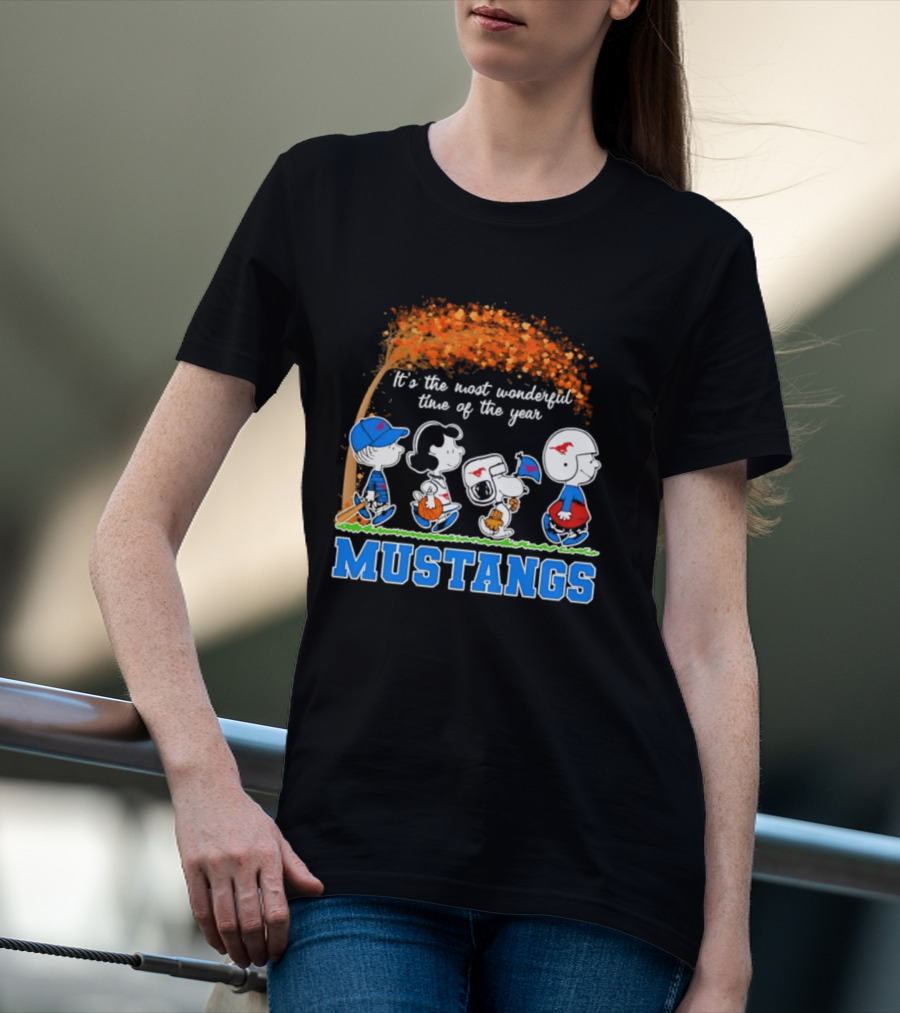 SMU Mustangs Peanuts Most Wonderful Time Of The Year Fall Halloween 2026 T-Shirt