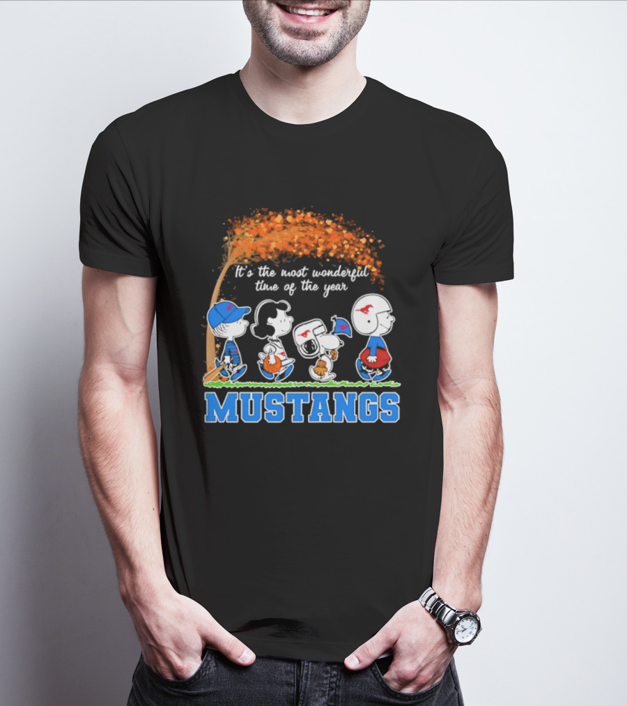 SMU Mustangs Peanuts Most Wonderful Time Of The Year Fall Halloween 2026 T-Shirt