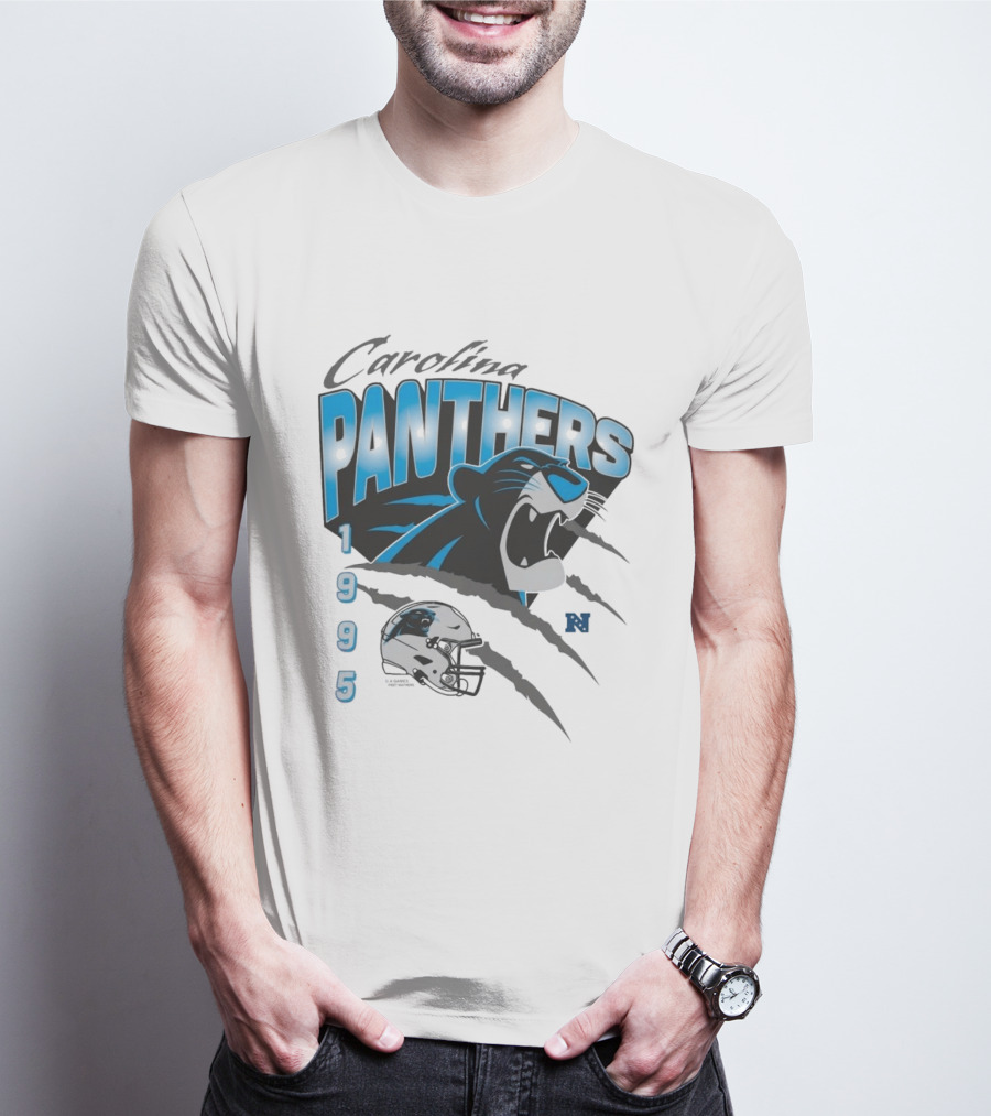 Carolina Panthers 1995 Bagheera Helmet NFL Inaugural Season T-Shirt