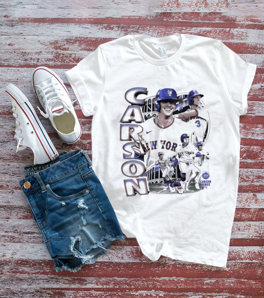 Carson Benge New York Mets MLB Baseball Collage T-Shirt