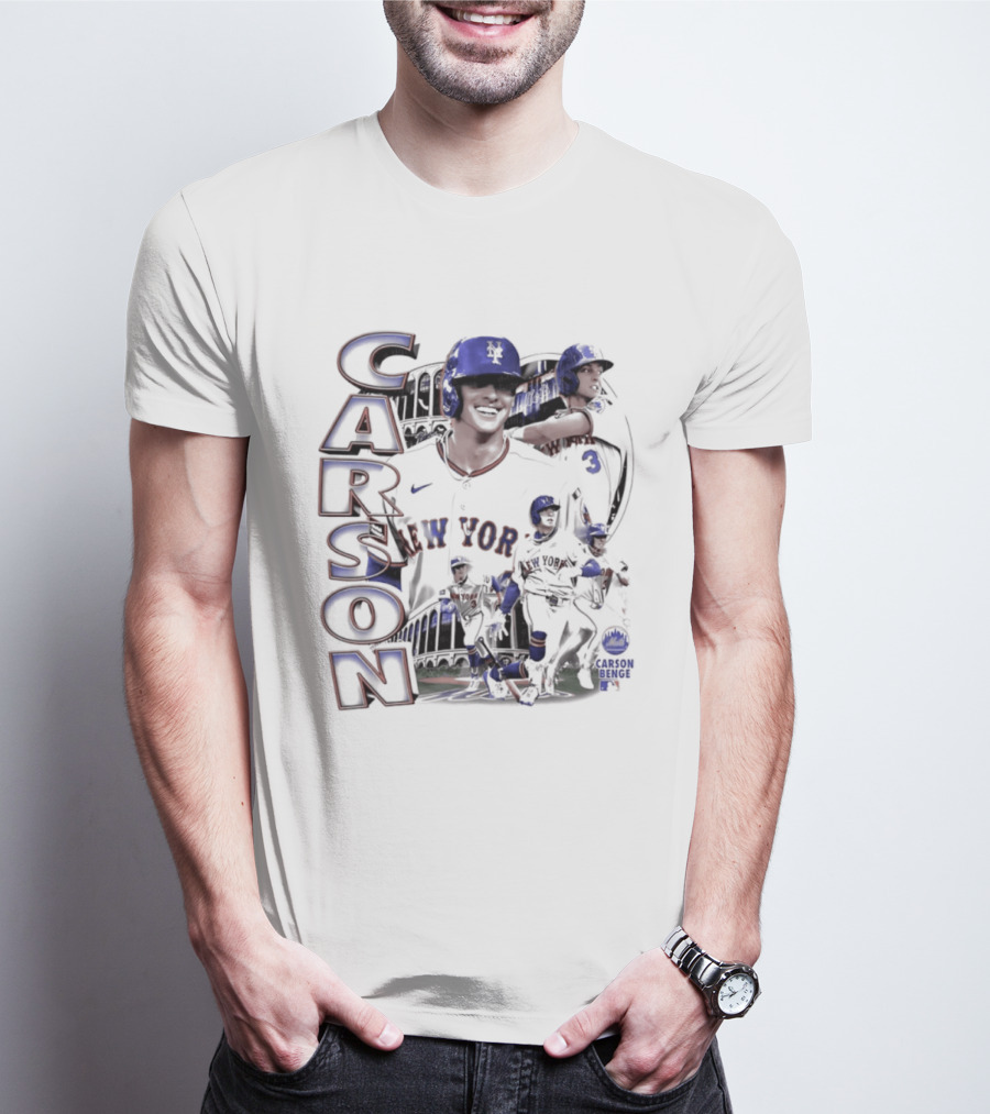Carson Benge New York Mets MLB Baseball Collage T-Shirt