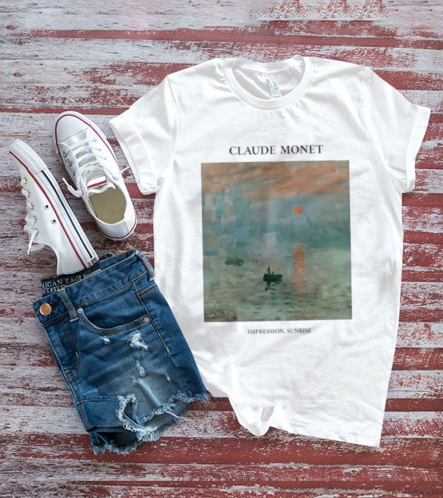 Claude Monet Impression Sunrise Oil Painting T-Shirt
