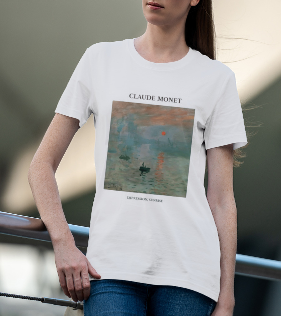 Claude Monet Impression Sunrise Oil Painting T-Shirt