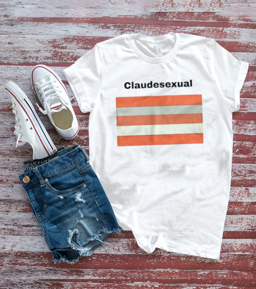 Claudesexual Pride Flag LGBTQ Identity Orange And Gray Stripes T-Shirt
