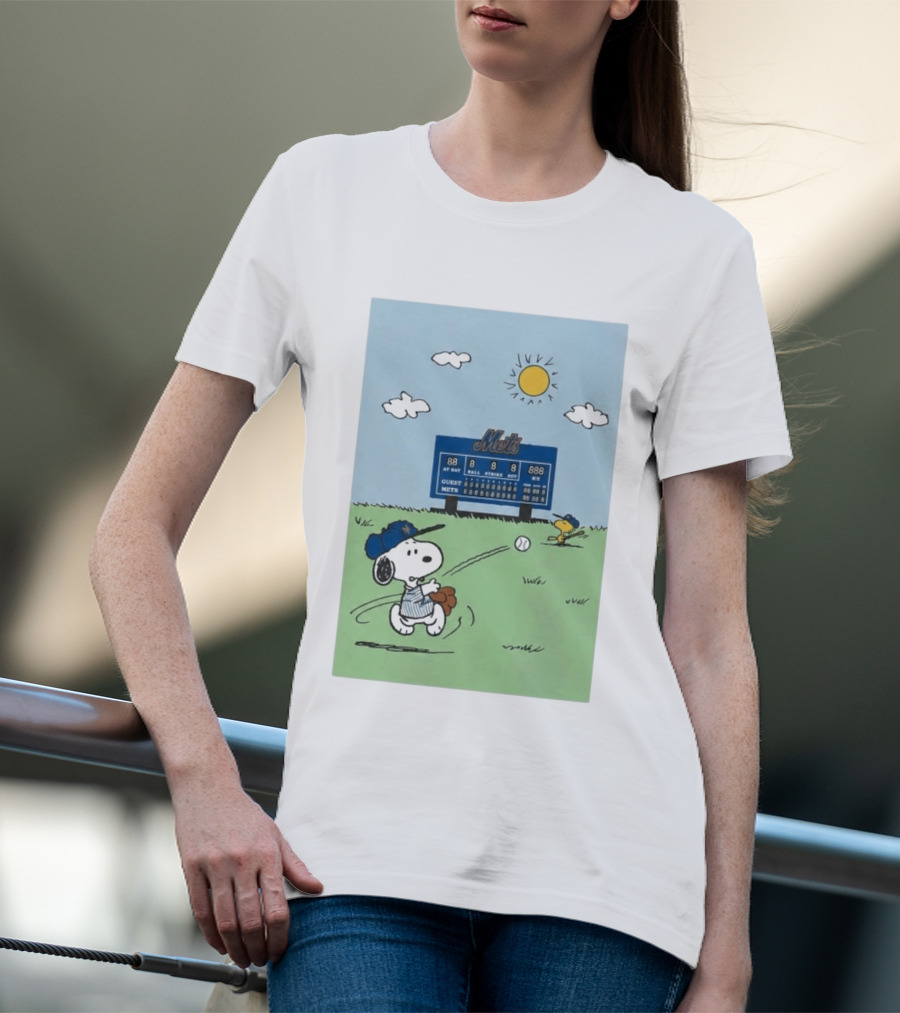 NY Mets Peanuts Snoopy Baseball Game Day T-Shirt