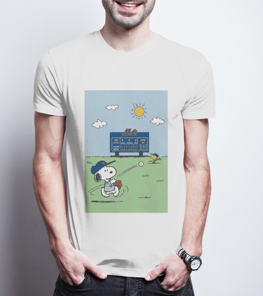NY Mets Peanuts Snoopy Baseball Game Day T-Shirt