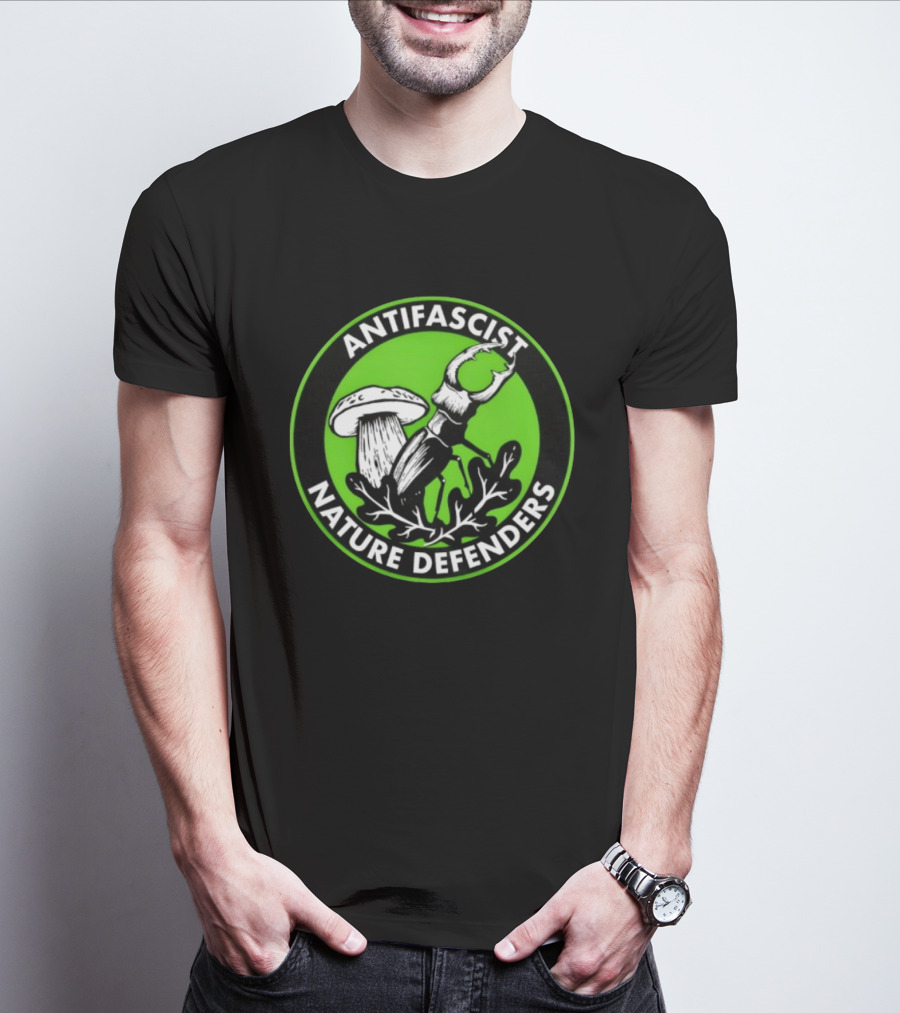 Antifascist Nature Defenders Mushroom Beetle T-Shirt