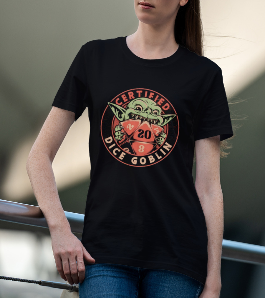 Certified Dice Goblin D20 RPG Fantasy Gaming T-Shirt