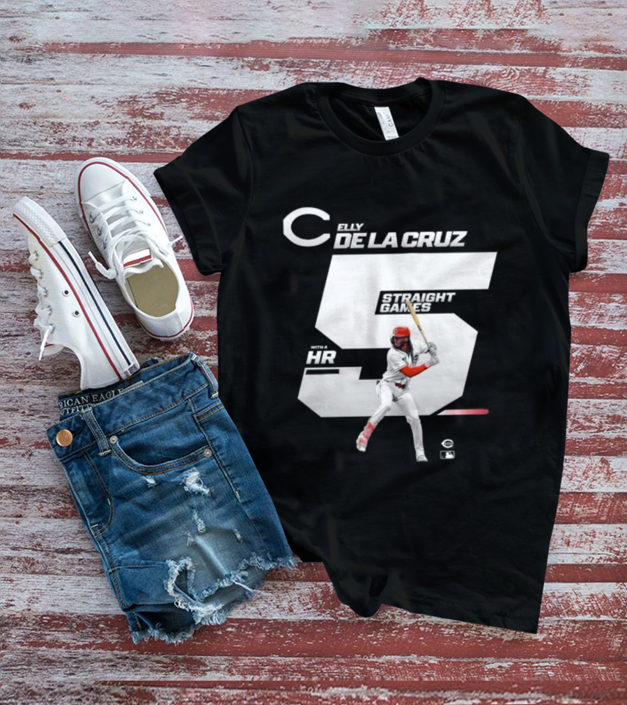 Elly De La Cruz 5 Straight Game 26 HR Baseball Player T-Shirt