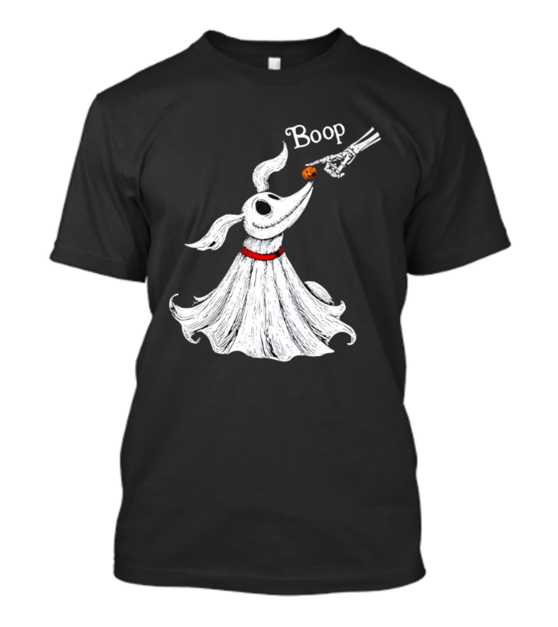 Zero Dog Boop Halloween Skeleton Hand Ghost Dog Pumpkin Nose T-Shirt