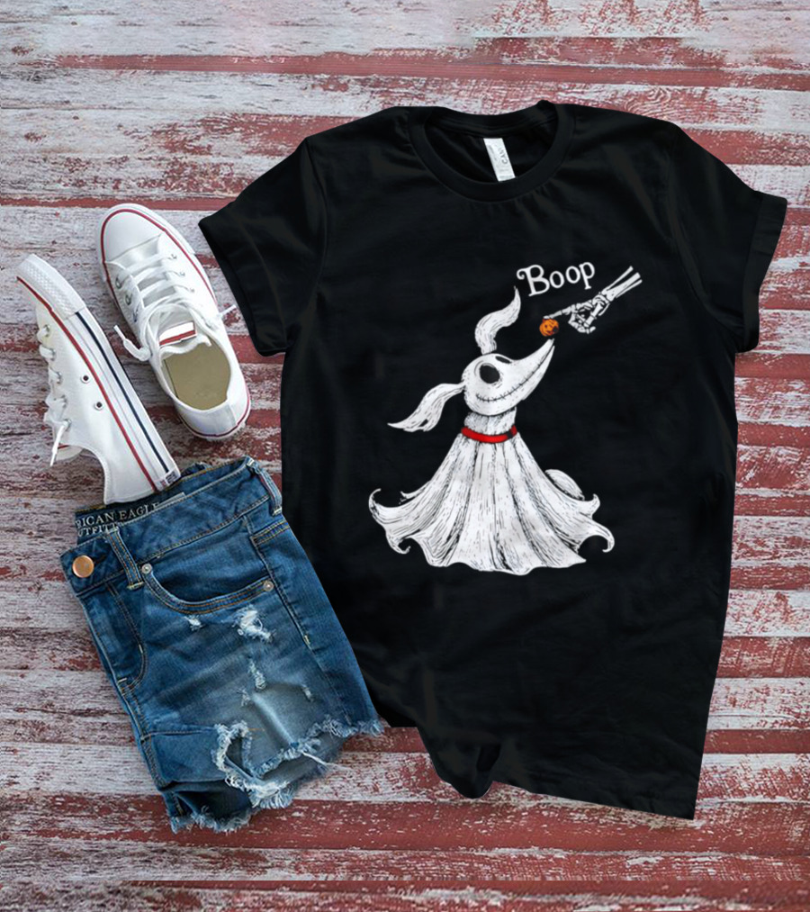 Zero Dog Boop Halloween Skeleton Hand Ghost Dog Pumpkin Nose T-Shirt