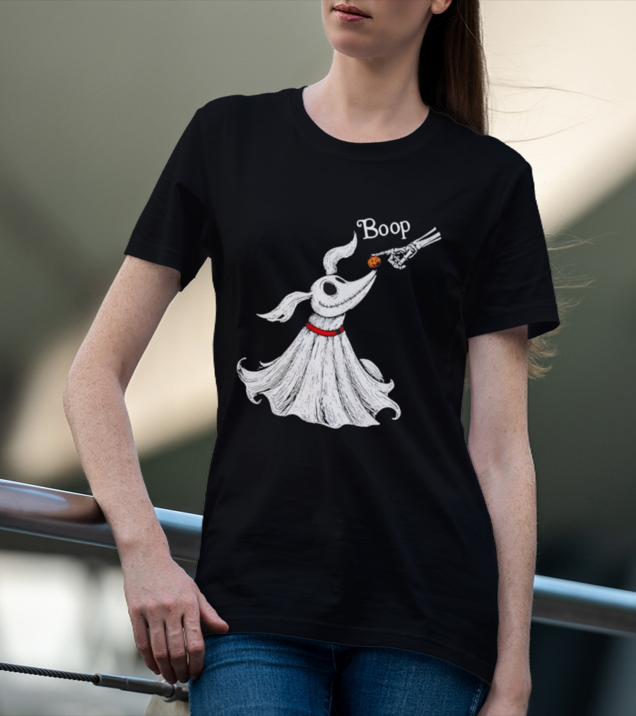 Zero Dog Boop Halloween Skeleton Hand Ghost Dog Pumpkin Nose T-Shirt