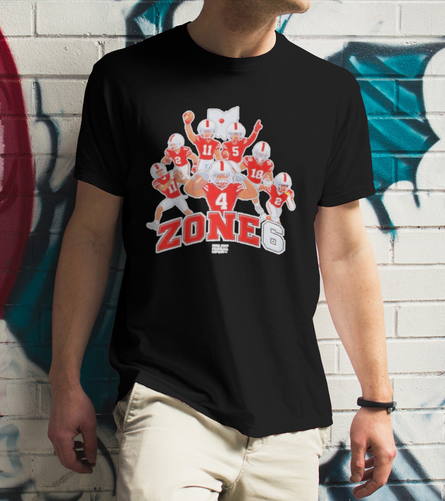 Zone 6 Ohio State Buckeyes Football Players Pose With State T-Shirt