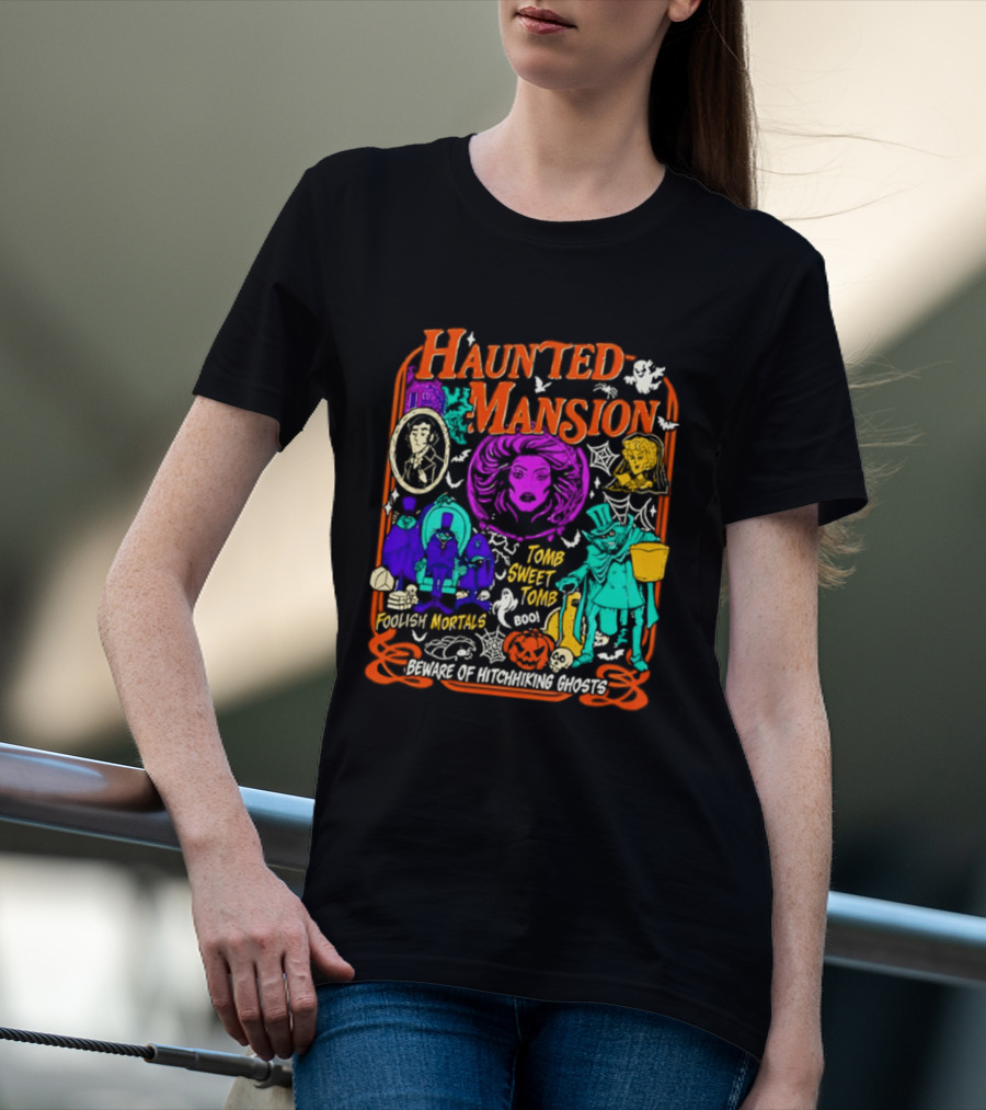 Haunted Mansion Madame Leota Beware Of Hitchhiking Ghosts Foolish Mortals Halloween T-Shirt
