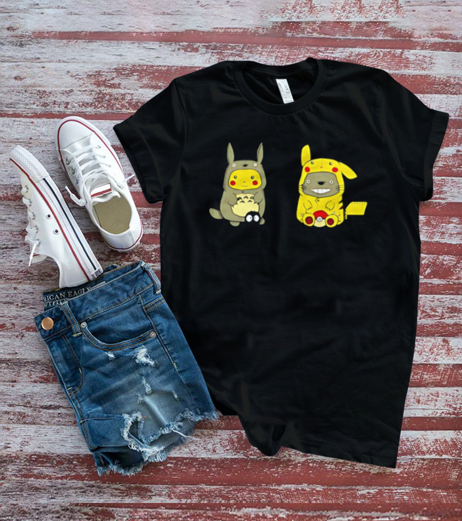 Pikachu Pokémon My Neighbor Totoro Studio Ghibli Crossover Characters T-Shirt