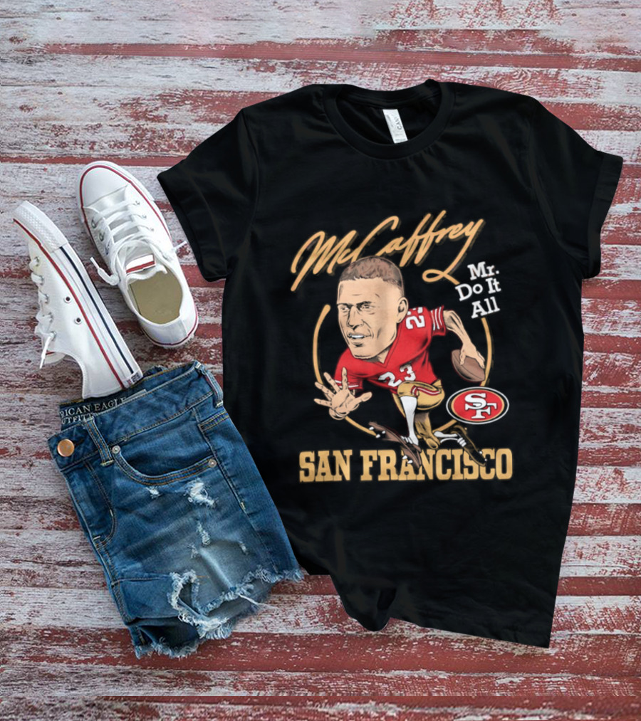 Christian McCaffrey 23 Mr Do It All San Francisco Football Caricature T-Shirt
