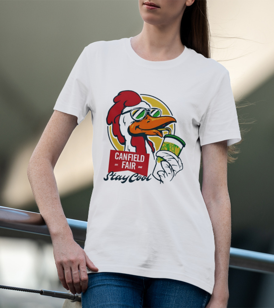 Canfield Fair Stay Cool Rooster Drinking Lemonade T-Shirt