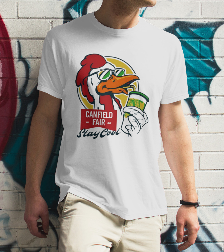 Canfield Fair Stay Cool Rooster Drinking Lemonade T-Shirt