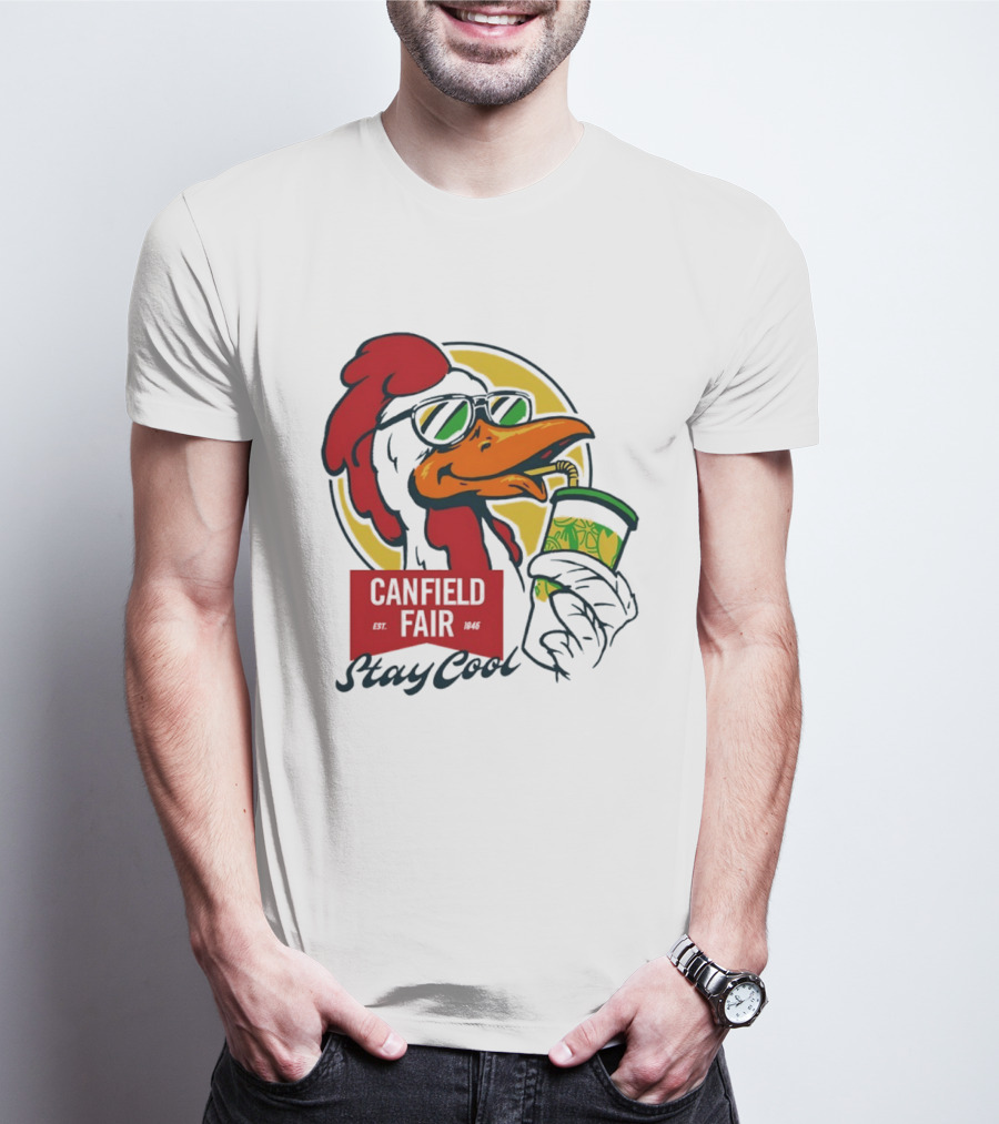 Canfield Fair Stay Cool Rooster Drinking Lemonade T-Shirt
