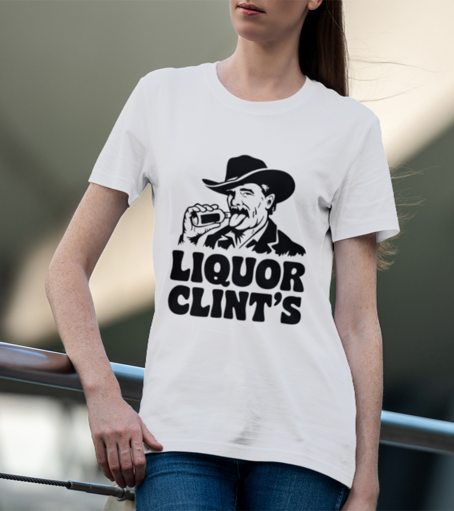 Liquor Clint's Clint Eastwood Western Cowboy Drinking Whiskey T-Shirt
