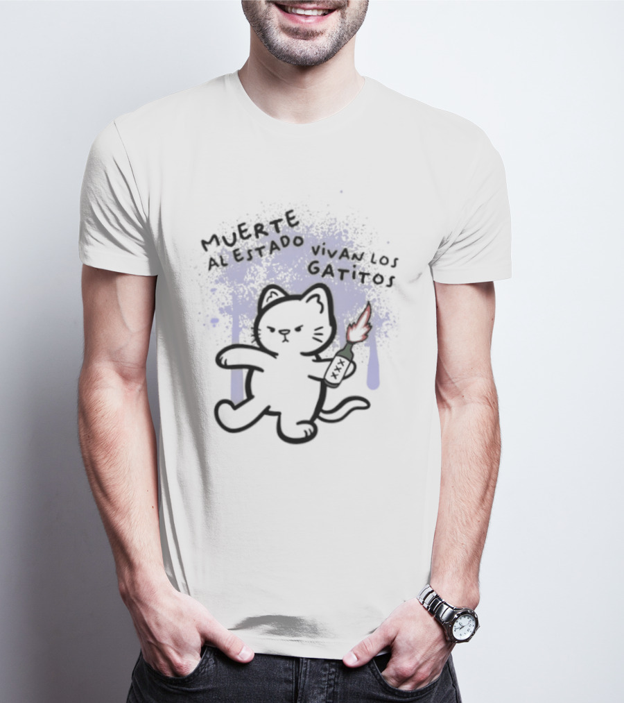 Muerte Al Estado Vivan Los Gatitos Anarchist Cat Molotov T-Shirt