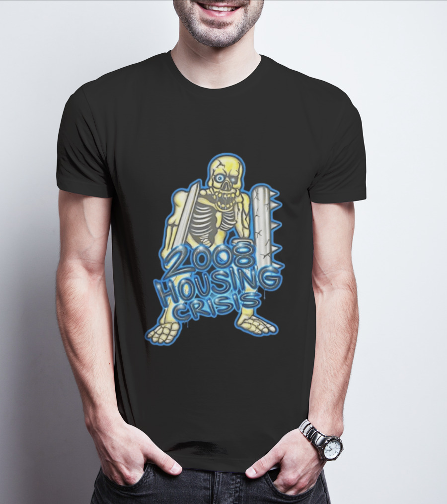 2008 Housing Crisis Skeleton Economic Crash Iconic Visual Representation T-Shirt