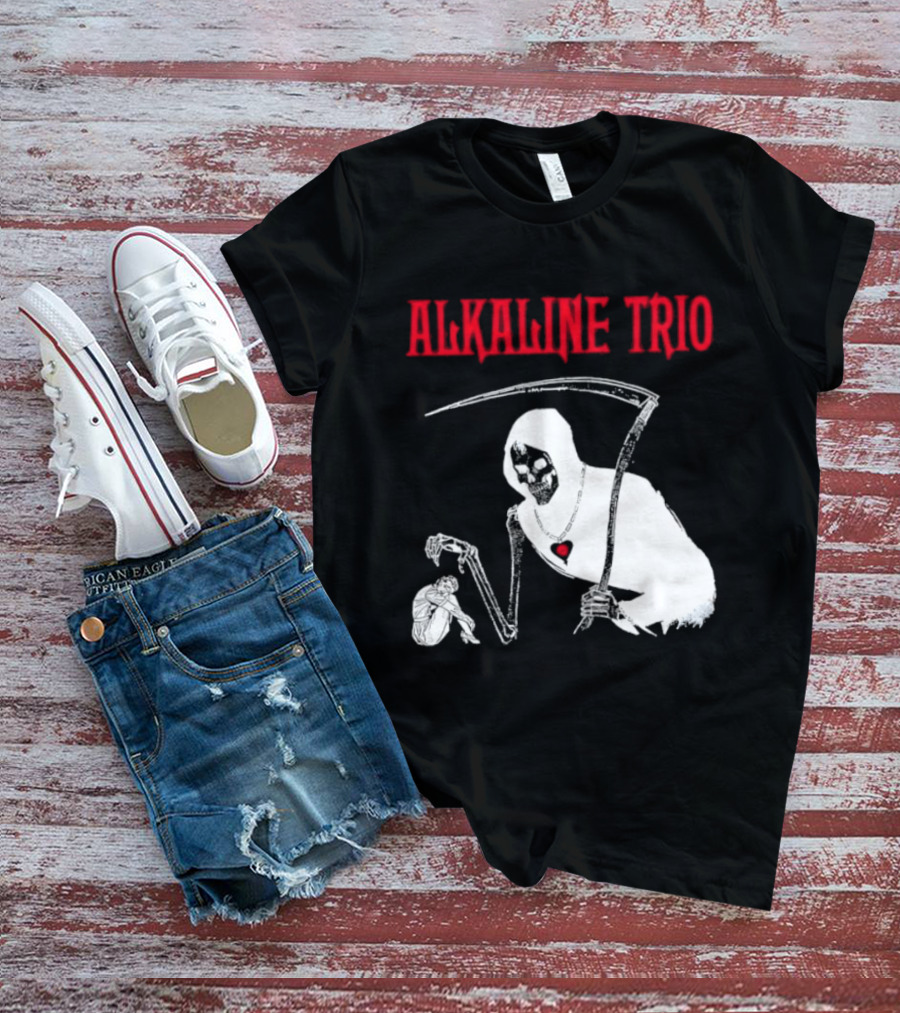 Alkaline Trio Grim Reaper Scythe Heart Skeleton T-Shirt