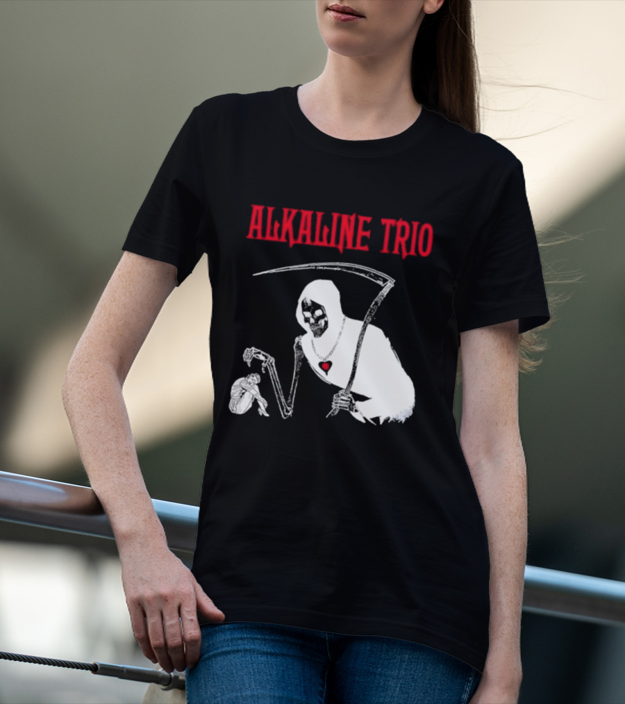 Alkaline Trio Grim Reaper Scythe Heart Skeleton T-Shirt
