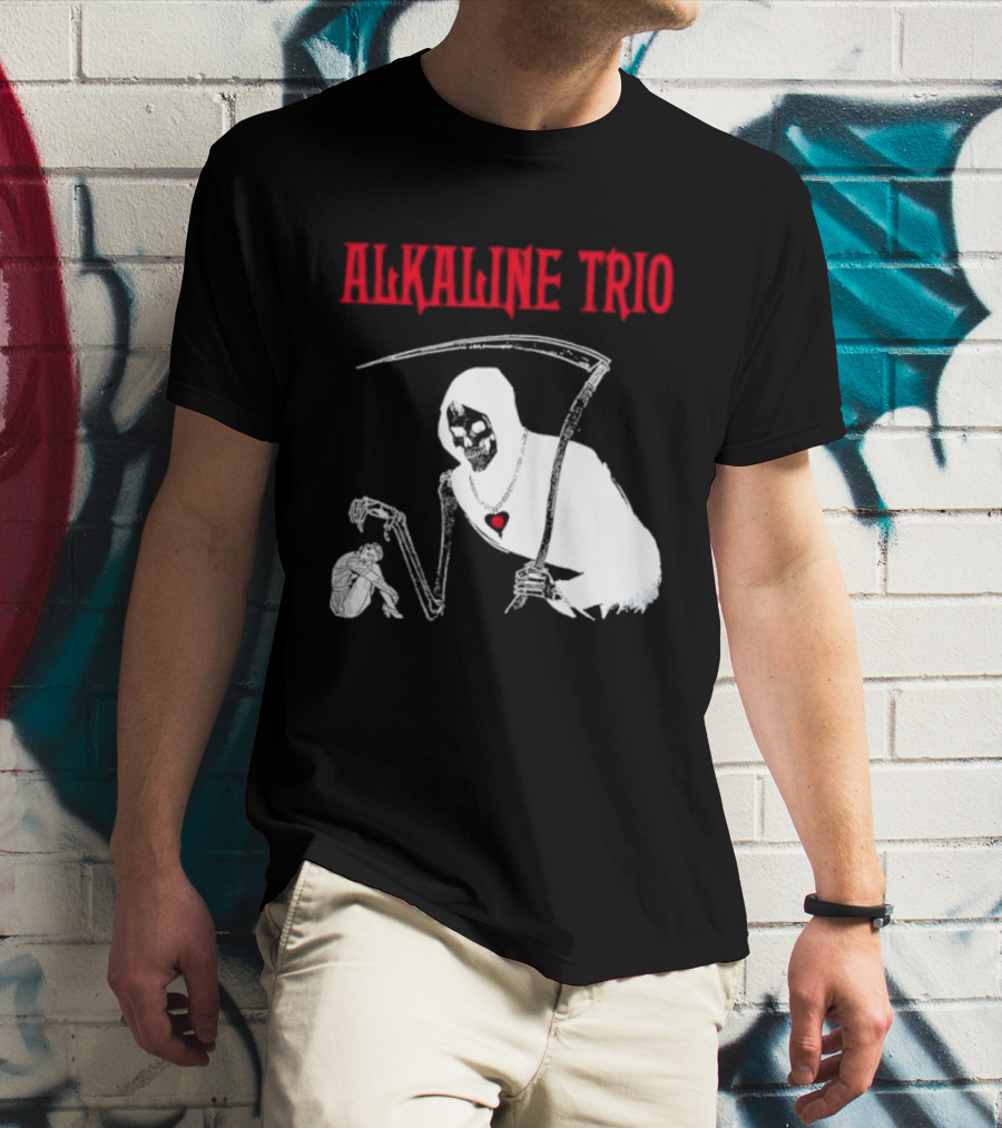 Alkaline Trio Grim Reaper Scythe Heart Skeleton T-Shirt