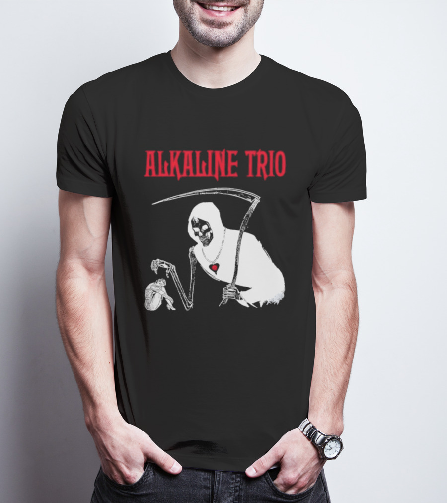 Alkaline Trio Grim Reaper Scythe Heart Skeleton T-Shirt