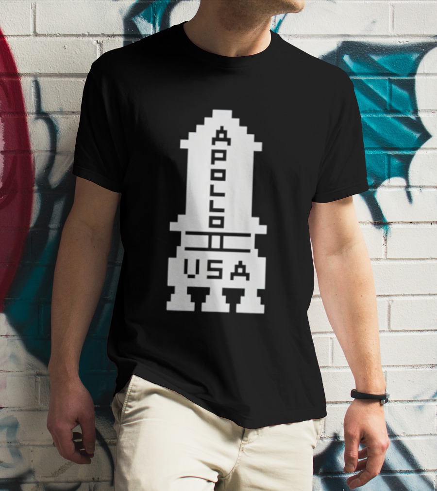 Apollo USA Rocket NASA Pixel T-Shirt