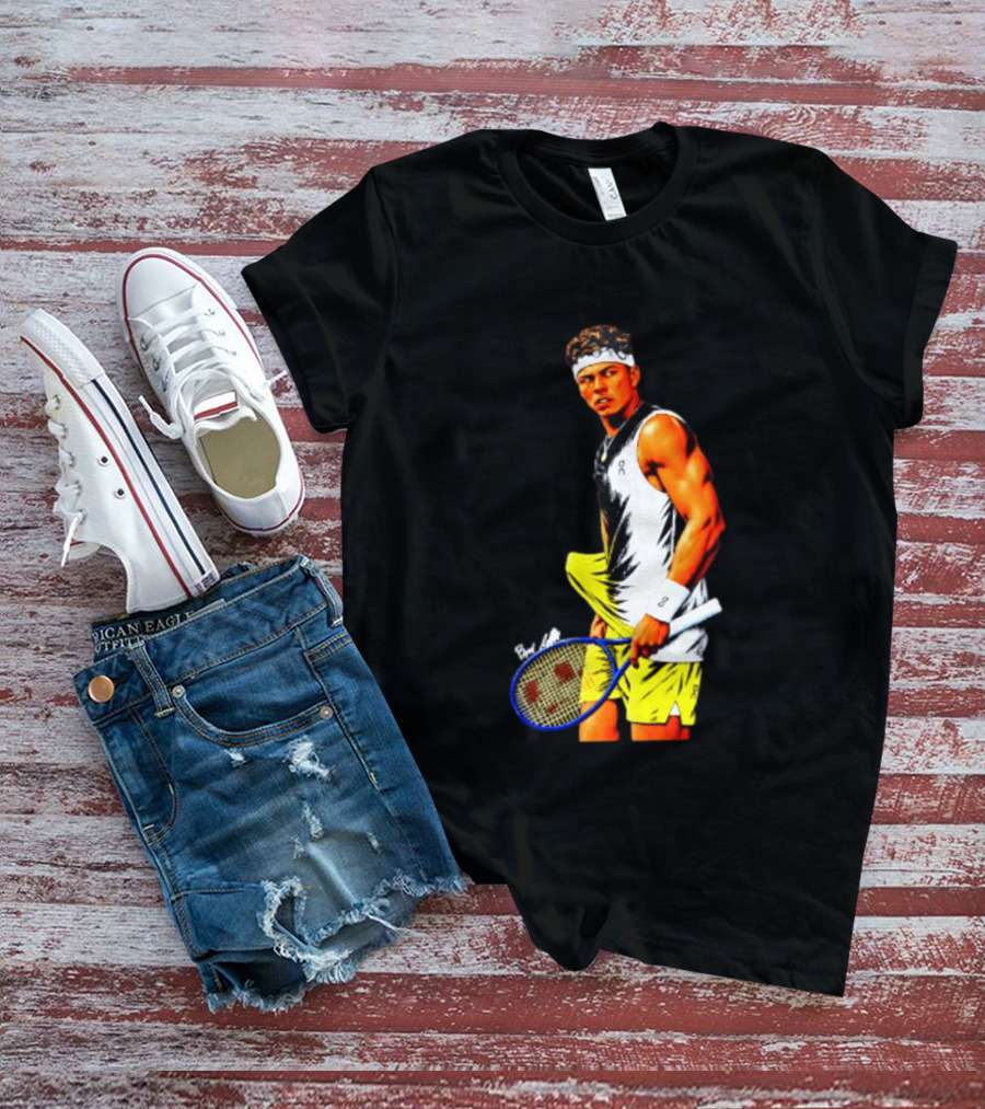 Ben Shelton Tennis Player 2026 Cartoon With Headband And Racket T-Shirt