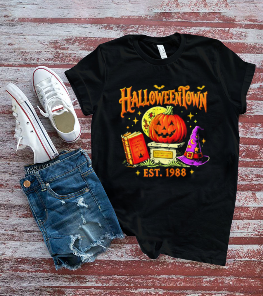 Halloweentown Est 1988 Magic Spells And Potions Pumpkin Witch Hat Book T-Shirt