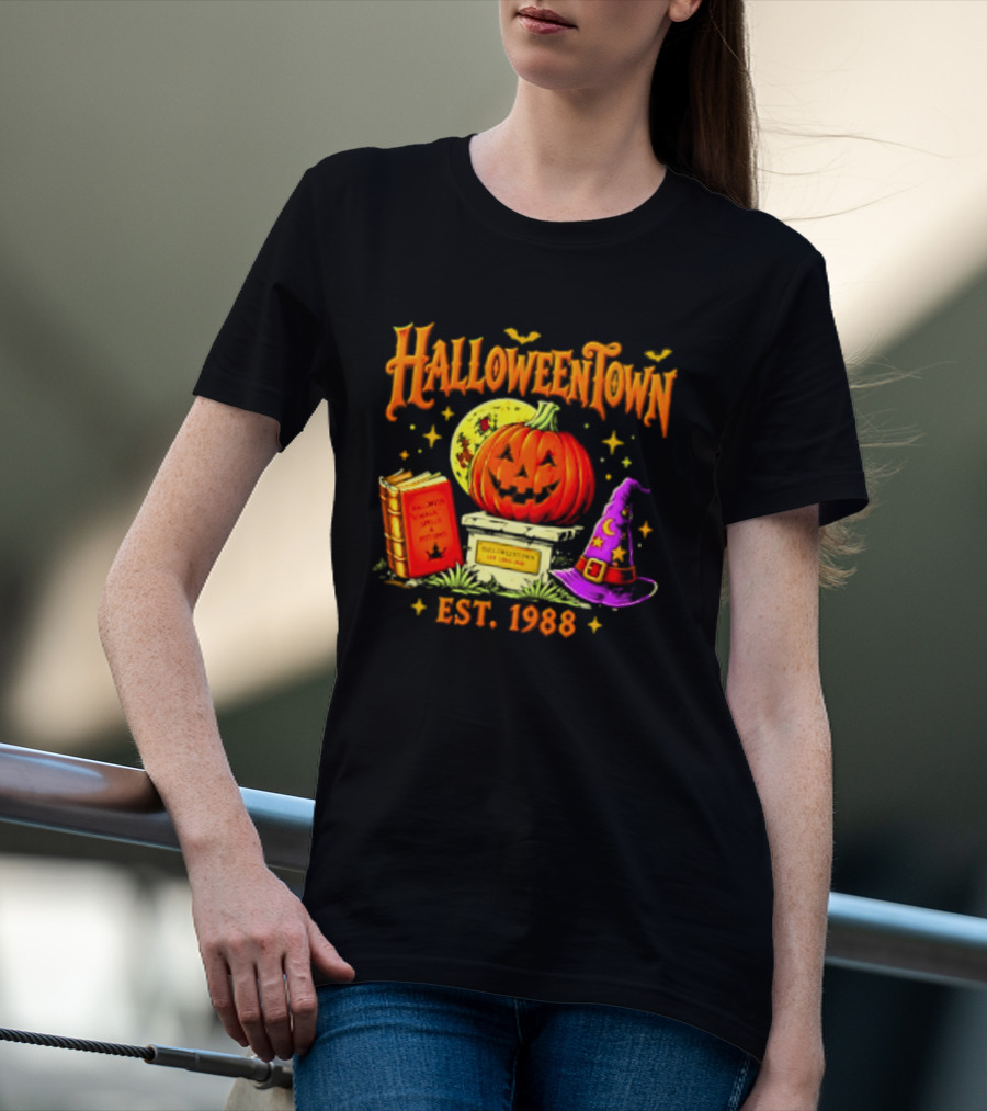 Halloweentown Est 1988 Magic Spells And Potions Pumpkin Witch Hat Book T-Shirt