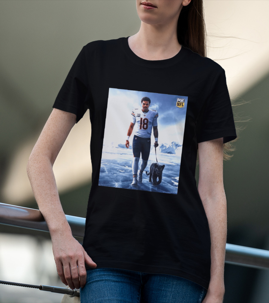 Chicago Bears Caleb Williams Black Panther NFL Ice Walk T-Shirt