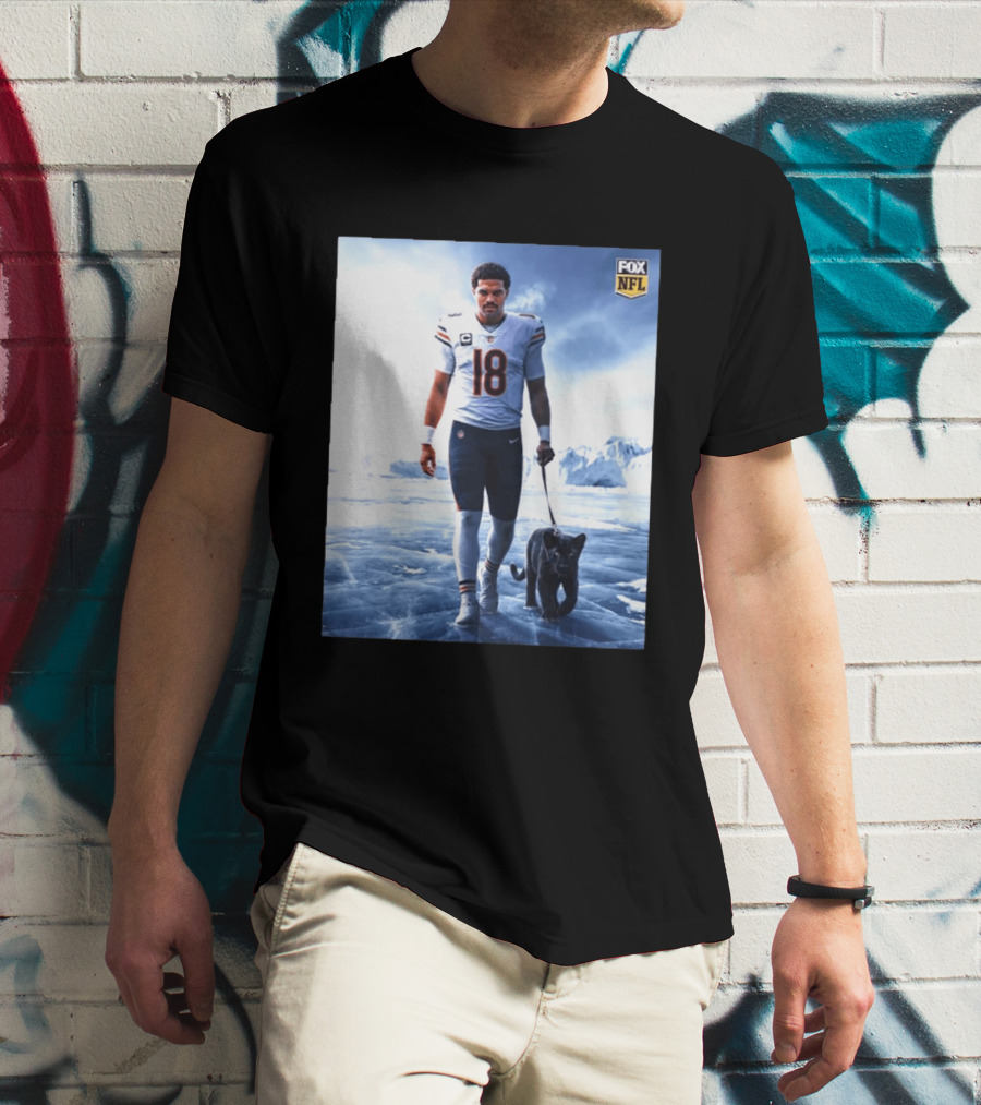 Chicago Bears Caleb Williams Black Panther NFL Ice Walk T-Shirt