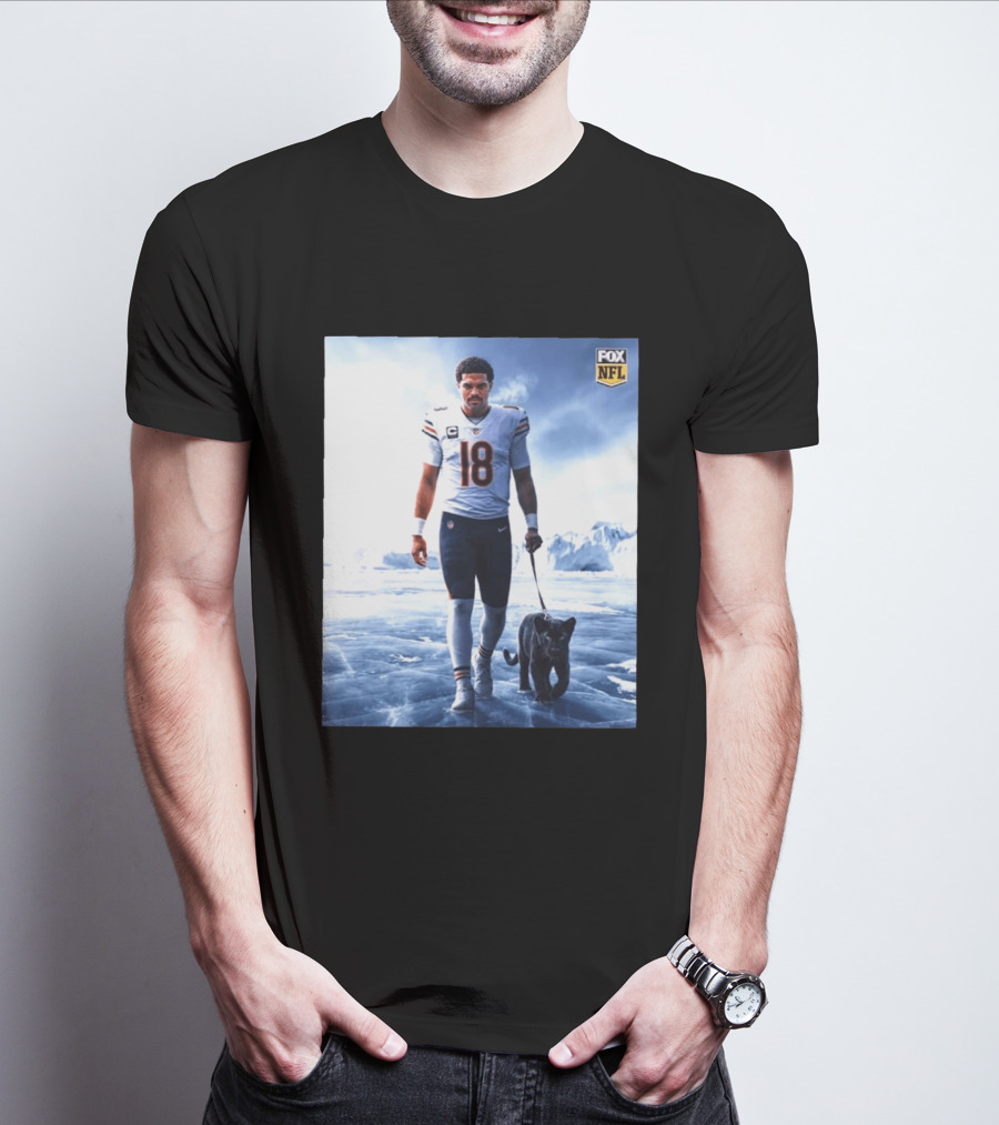 Chicago Bears Caleb Williams Black Panther NFL Ice Walk T-Shirt