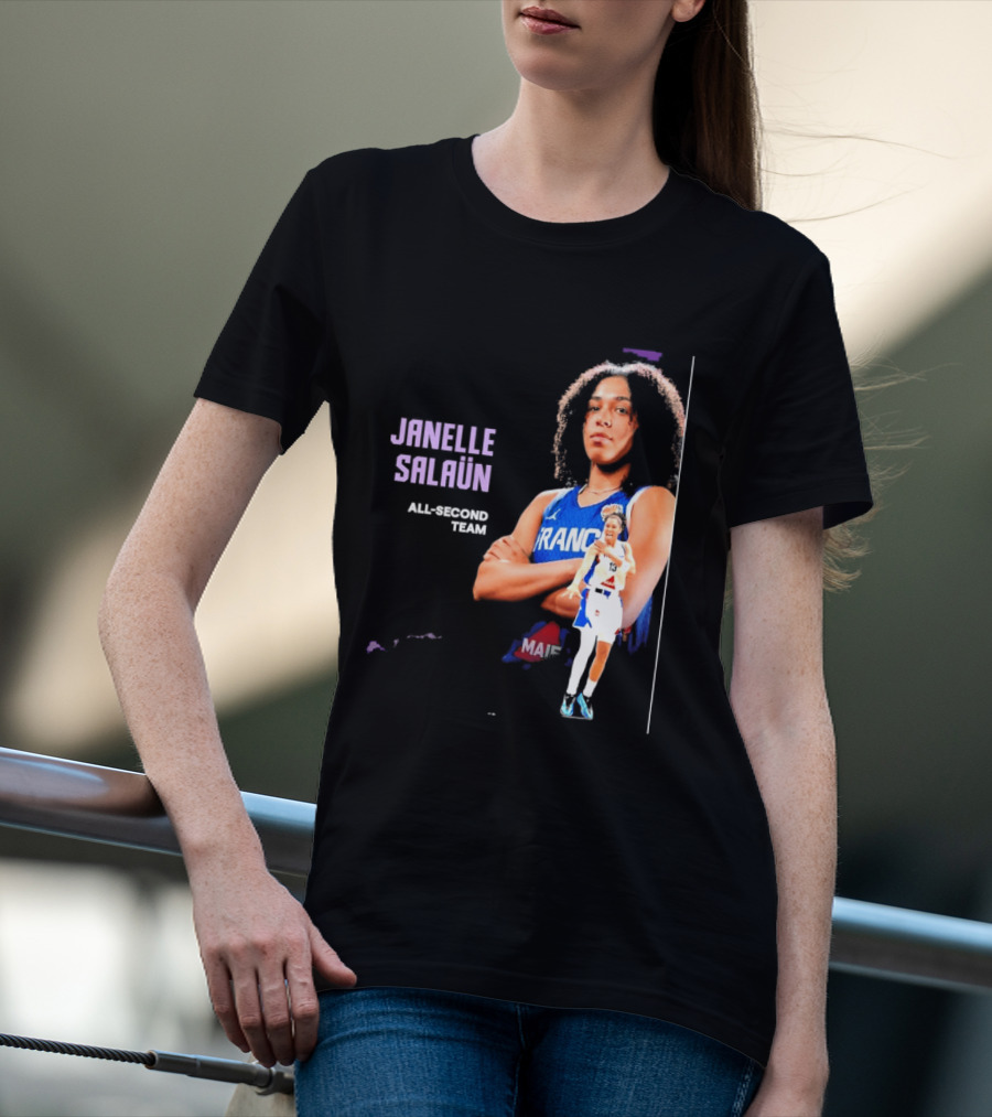 Janelle Salaun France Basketball All Second Team Player T-Shirt